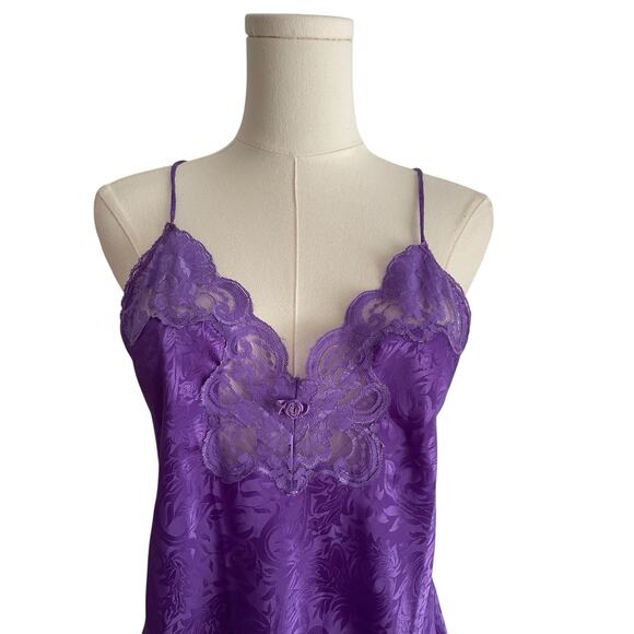 Vintage Babydoll Slip Dress M Purple Lace Nighgown Whimsy Lace Fairy Teddi‎ Y2K - Picture 4 of 8